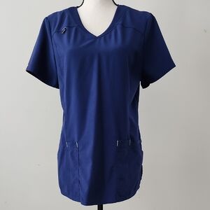 Womans Navy Blue Scrub Top 4 For $20 Sz Lg.